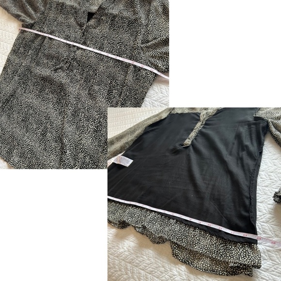 NWOT Fransa Plisse Black/Cream Abstract Print Long Sleeve Blouse Size L - Picture 13 of 17